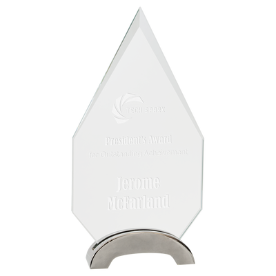 Premier Platinum Diamond-Shaped Glass Award with Arch Metal Base