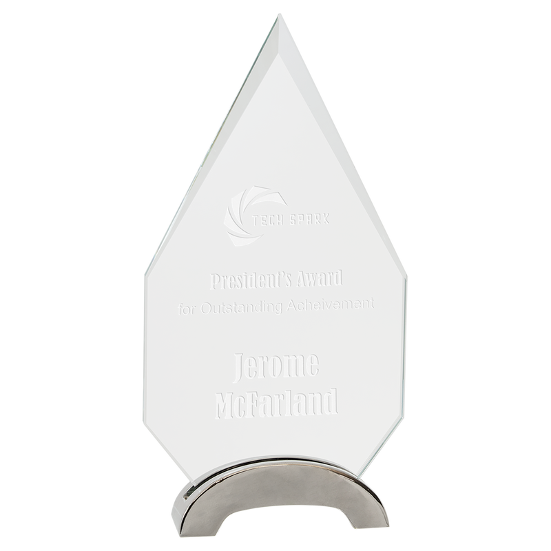 Premier Platinum Diamond-Shaped Glass Award with Arch Metal Base