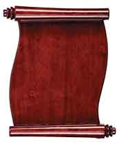 Rosewood Finish Scroll Plaque with Black Plate