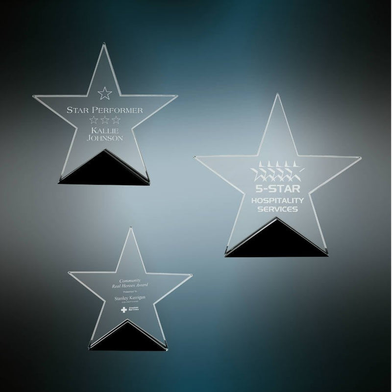 Clear Glass Star Award on Black Base