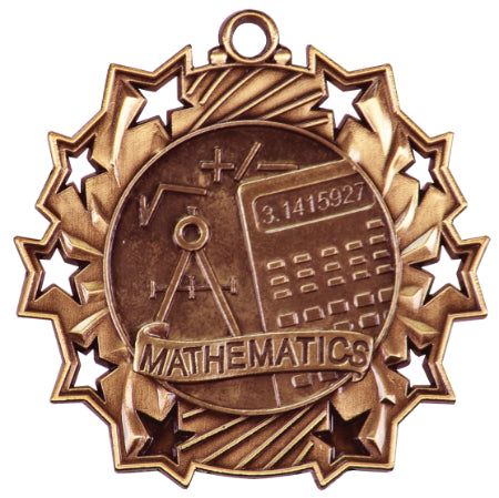 2.25" Antique Math Ten Star Medal