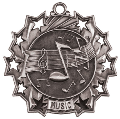 2.25" Antique Music Ten Star Medal