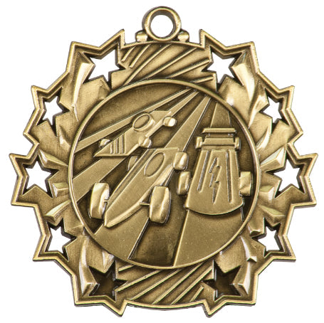 2.25" Antique Pinewood Derby Ten Star Medal