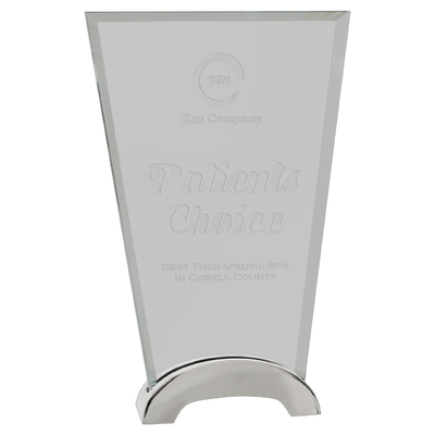 Premier Platinum Fan-Shaped Glass Award with Arch Metal Base