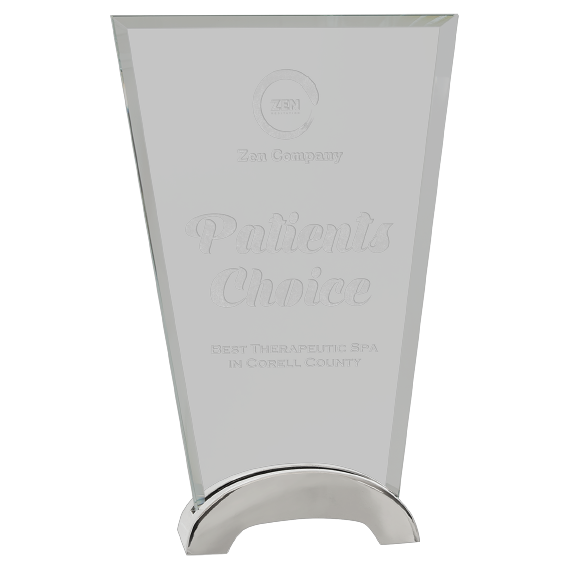 Premier Platinum Fan-Shaped Glass Award with Arch Metal Base